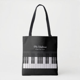 Pianodocent/speler Aangepaste naam & tekst Muzikan Tote Bag