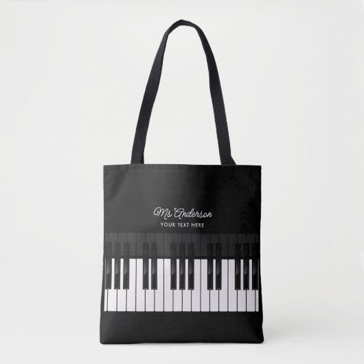 Pianodocent/speler Aangepaste naam & tekst Muzikan Tote Bag (Voorkant)