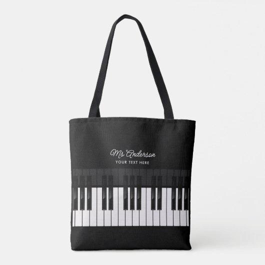 Pianodocent/speler Aangepaste naam & tekst Muzikan Tote Bag (Achterkant)