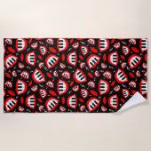 Pianoglimlach op zwarte achtergrond strandlaken (Voorkant)