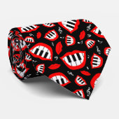 Pianoglimlach op zwarte achtergrond stropdas (Opgerold)