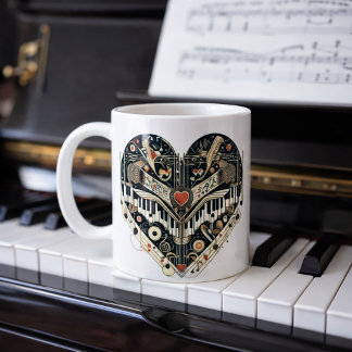 Pianohart Muziek Liefhebber Cadeau Koffiemok