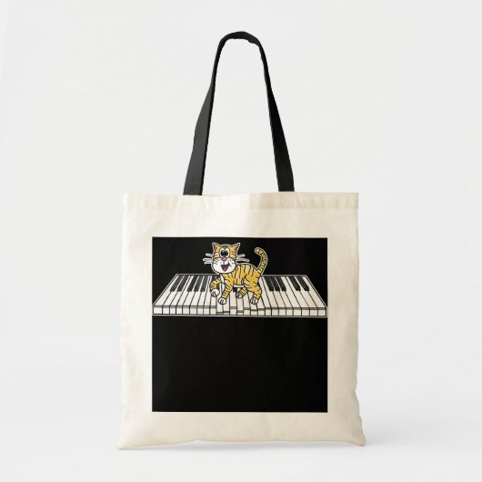 Pianokat Kitten Pianist-toetsenbordspeler Tote Bag (Voorkant)