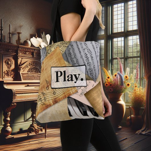  pianoketoestel Musical Notes antiek vel Tote Bag