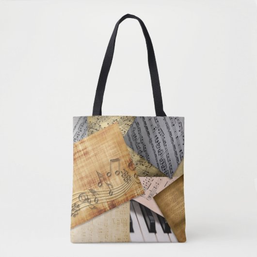 pianoketoestel Musical Notes antiek vel Tote Bag (Voorkant)