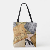 pianoketoestel Musical Notes antiek vel Tote Bag (Achterkant)