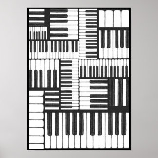Pianoketoetsen in Charcoal Music Art Print