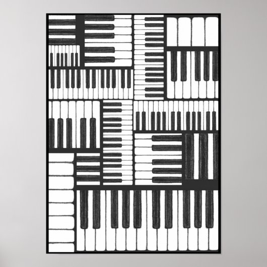 Pianoketoetsen in Charcoal Music Art Print (Voorkant)
