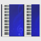 Pianoketoetsen met blauw-effect muzieknotities cadeaupapier (Vlak)