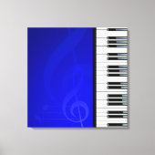 Pianoketoetsen met blauw-effect muzieknotities canvas afdruk (Voorkant)