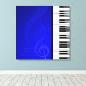 Pianoketoetsen met blauw-effect muzieknotities canvas afdruk (Insitu (Houten vloer))