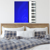 Pianoketoetsen met blauw-effect muzieknotities canvas afdruk (Insitu (Slaapkamer))