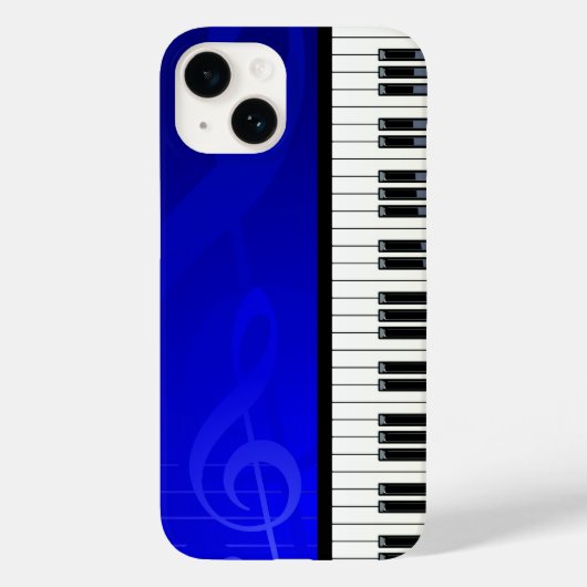Pianoketoetsen met blauw-effect muzieknotities Case-Mate iPhone case (Achterkant)