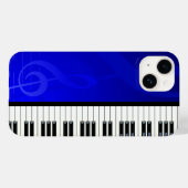 Pianoketoetsen met blauw-effect muzieknotities Case-Mate iPhone case (Achterkant (horizontaal))