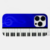 Pianoketoetsen met blauw-effect muzieknotities Case-Mate iPhone case (Achterkant (horizontaal))