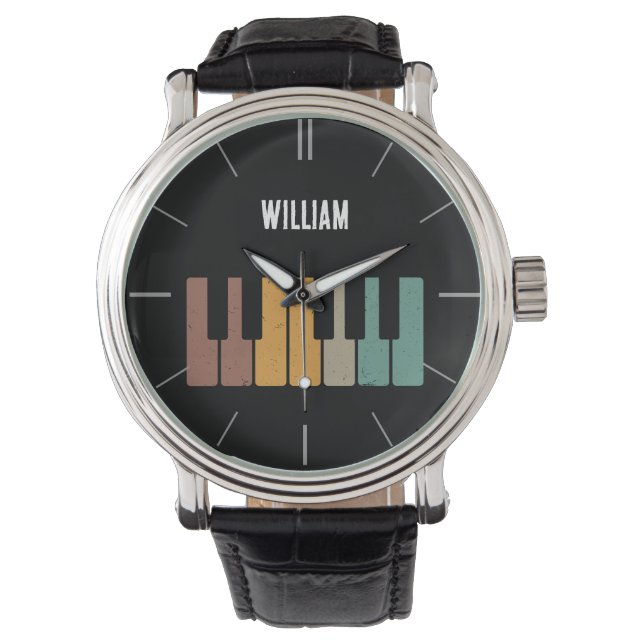  pianoklavier gepersonaliseerde muzikanten horloge (Voorkant)