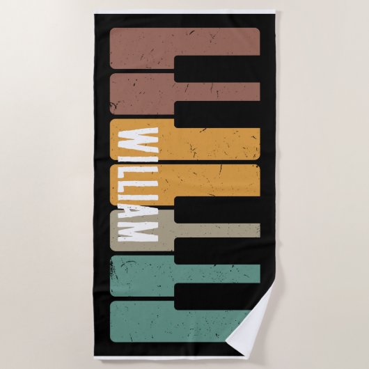  pianoklavier gepersonaliseerde muzikanten strandlaken (Voorkant)