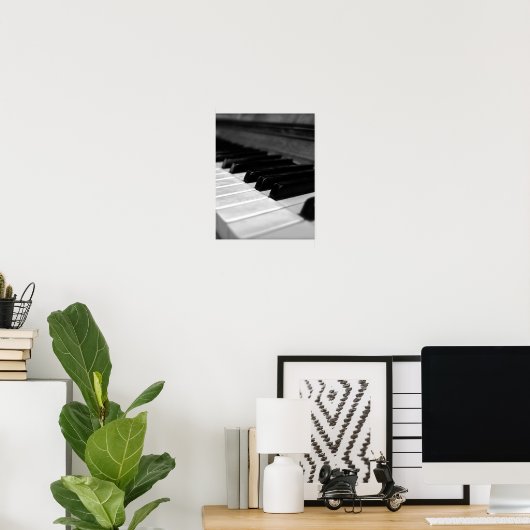  pianokussen, zwart en wit poster (Thuiskantoor)