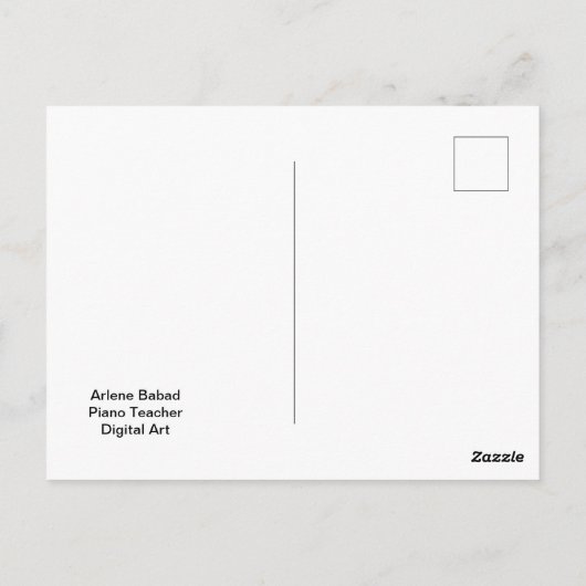 Pianoleraar, Briefkaart (Achterkant)