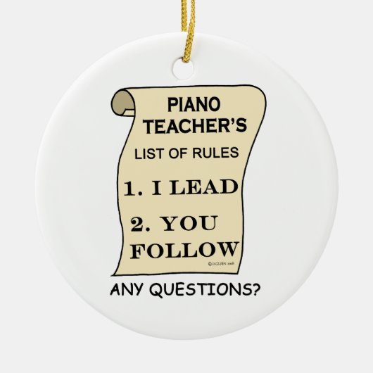 Pianoleraar Lijst van de regels 1.png Keramisch Ornament (Voorkant)