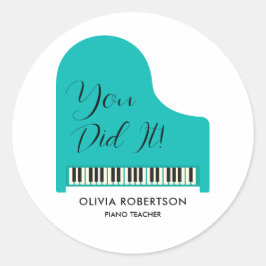 Pianoleraar Lof, je hebt het gedaan Ronde Sticker