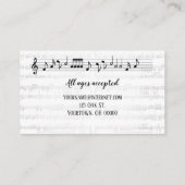 Pianoleraar met toetsenbord visitekaartje (Achterkant)