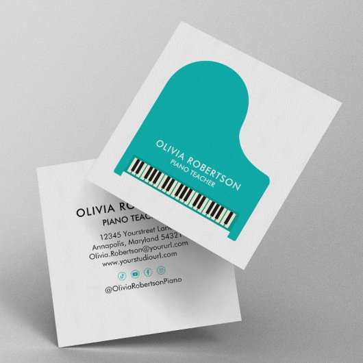 Pianoleraar, Muziekstudio, Pianodocent, Pianist Vierkante Visitekaartje