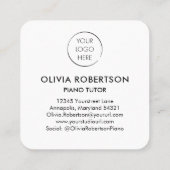 Pianoleraar, Muziekstudio, Pianodocent, Pianist Vierkante Visitekaartje (Achterkant)