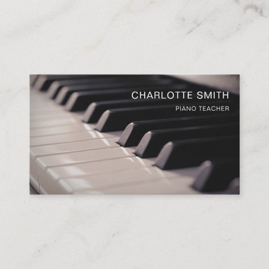 Pianoleraar Navy Blue Modern Visitekaartje (Voorkant)