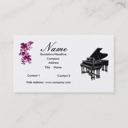 Pianoleraar of Grand Piano Visitekaartje (Voorkant)