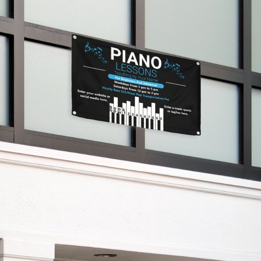 Pianoles Aangepaste Muziekleraar Tuin Spandoek (Buitenkant Gebouw)