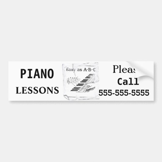 Pianoles -  bumpersticker (Voorkant)
