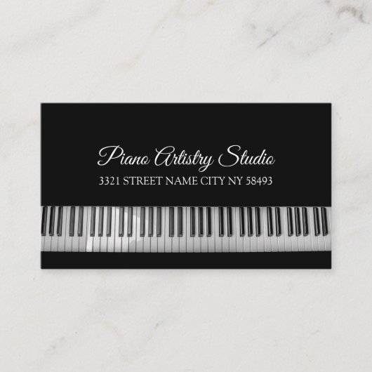 Pianoles instructeur muziekstudio visitekaartje (Voorkant)