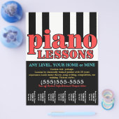 Pianoles. Muziekleraar. Aanpasbare uitscheurkaart Flyer (Enkel)