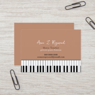 Pianoles Muziekleraar boho bruin Visitekaartje