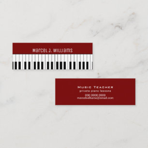 Pianoles Muziekleraar donkerrood Mini Visitekaartje