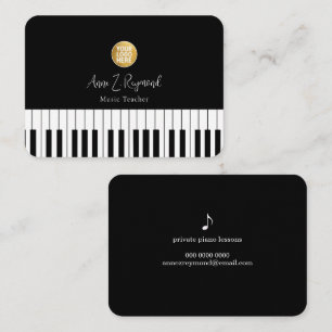 Pianoles Muziekleraar elegant zwart Visitekaartje