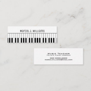 Pianoles Muziekleraar wit Mini Visitekaartje