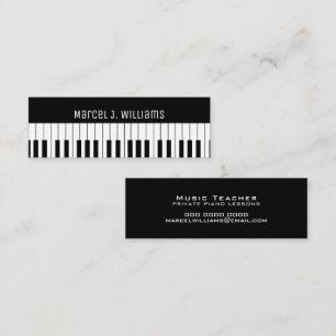 Pianoles Muziekleraar Zwart Mini Visitekaartje
