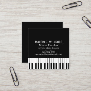 Pianoles Muziekleraar zwartwit Vierkante Visitekaartje