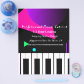 Pianoles Neon Toetsenbord Docent Tutor Flyer (Enkel)