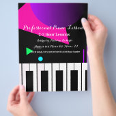 Pianoles Neon Toetsenbord Docent Tutor Flyer (Hand)