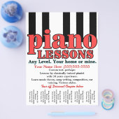 Pianoles. Tiller. Muziekleraar. Scheurblad Flyer (Enkel)