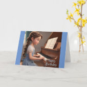 Pianoles Verjaardag Kaart (Gele Bloem)