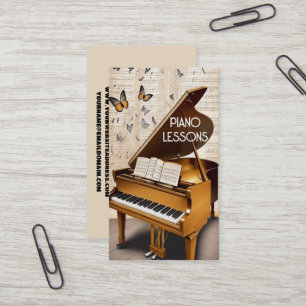 Pianolessen met vlinders visitekaartje