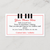 Pianolessen Piano Tuning Modern Design Toetsenbord Visitekaartje (Achterkant)