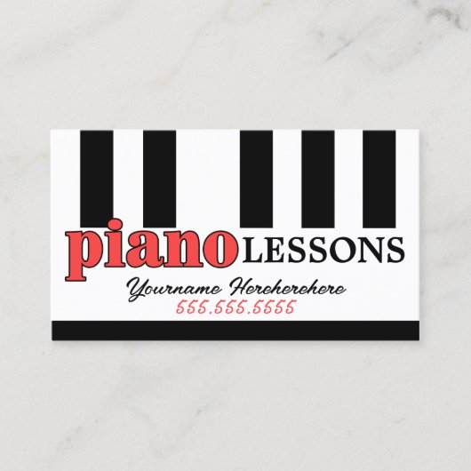Pianolessen Piano Tuning Modern Design Toetsenbord Visitekaartje (Voorkant)
