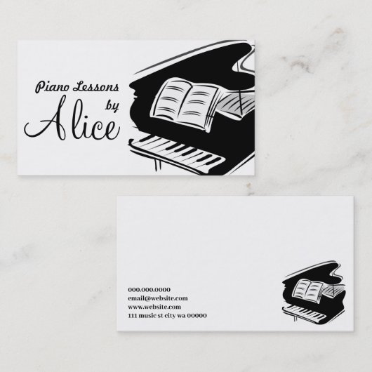 Pianolessen, Visitekaartje muziekinstructeur (Voorkant / Achterkant)