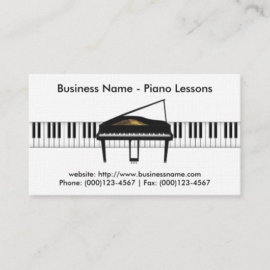 Pianolessen Visitekaartje: Piano 3D Model Visitekaartje (Voorkant)
