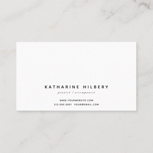 Pianomodern minimalistisch wit Visitekaartje (Achterkant)